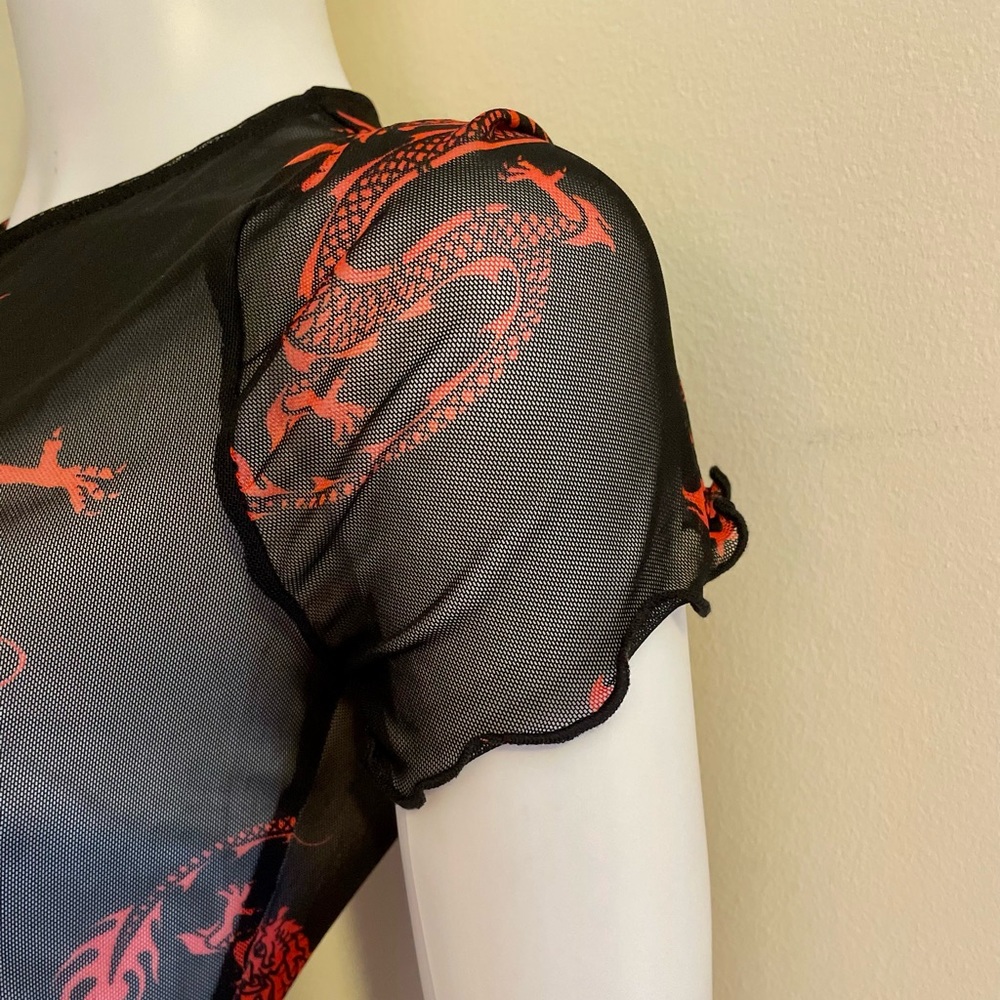 FashionNova “Baddest Behavior” Mesh Mini Dress Short Sleeve Black/Red Medium - Picture 7 of 10